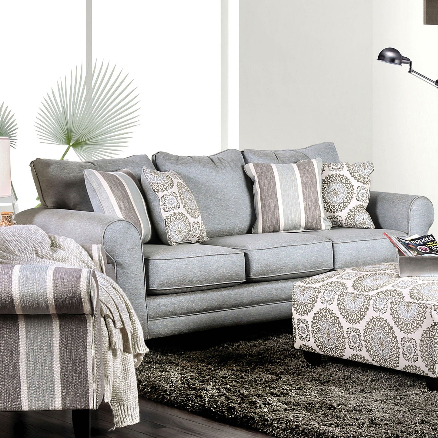 Misty Blue Gray Sofa - ATL FURNITURE
