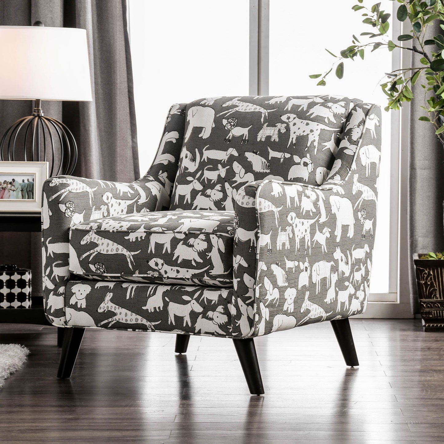 Patricia Ivory/Black Animal Pattern Chair - ATL FURNITURE