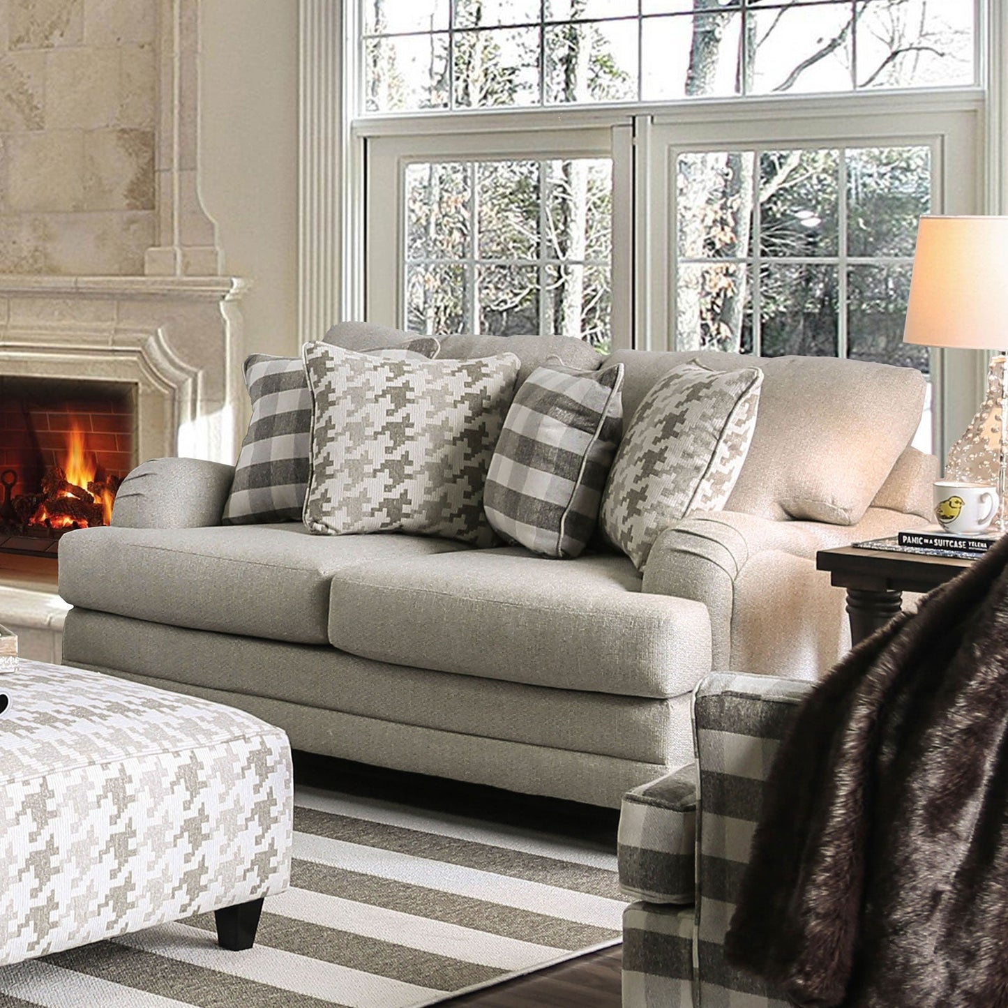 Christine Light Gray Love Seat - ATL FURNITURE