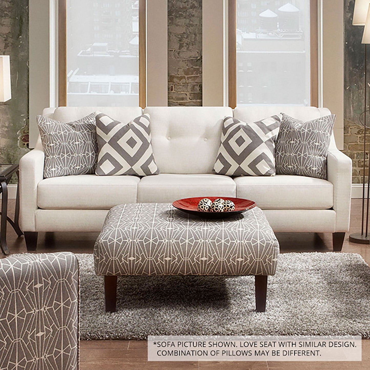 PARKER Ivory Love Seat - ATL FURNITURE