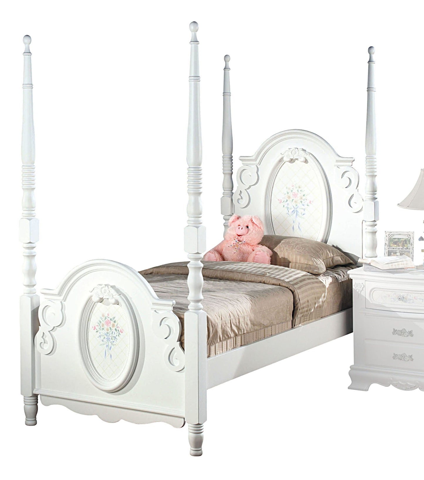 Flora White Twin Bed - ATL FURNITURE