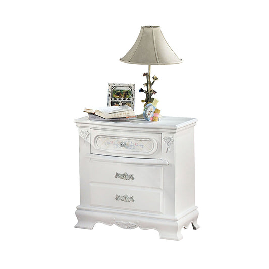 Flora White Nightstand - ATL FURNITURE