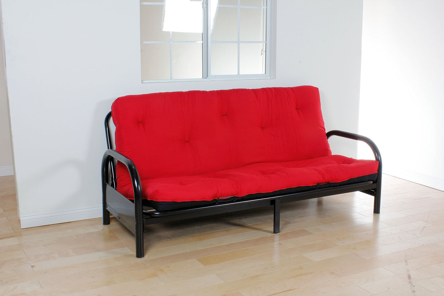 Nabila Red & Black Full Futon Mattress, 6"H - ATL FURNITURE