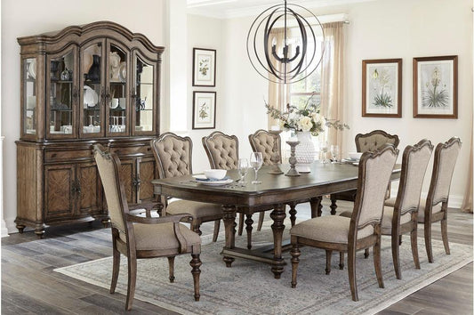 Homelegance - Heath Court 9 Piece Dining Room Set In Brown Oak - 1682-108-9Set - ATL FURNITURE