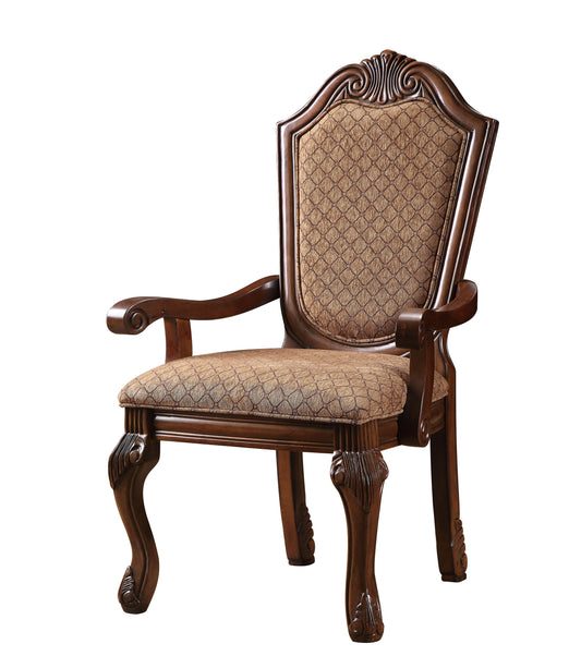 Chateau De Ville Fabric & Cherry Arm Chair - ATL FURNITURE