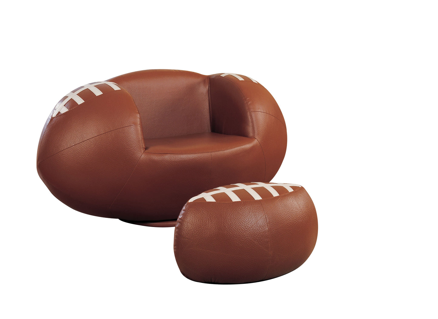 All Star Football: Brown & White Chair & Ottoman (2Pc Pk) - ATL FURNITURE