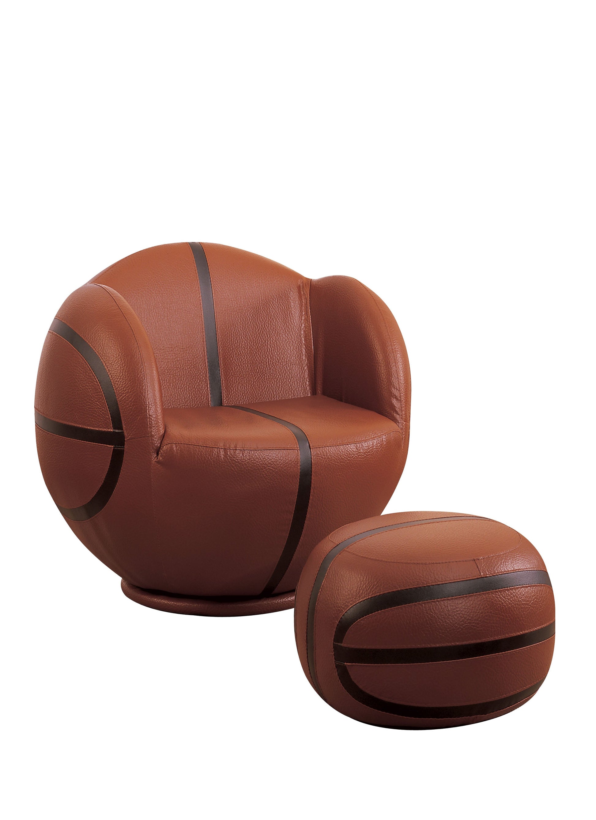 All Star Basketball: Brown & Black Chair & Ottoman (2Pc Pk) - ATL FURNITURE