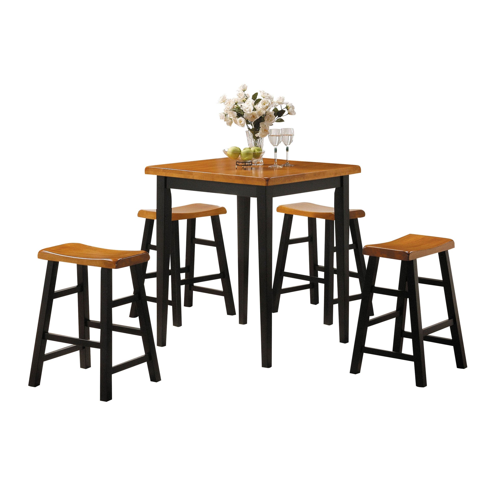 Gaucho Oak & Black Counter Height Set (5Pc Pk) - ATL FURNITURE