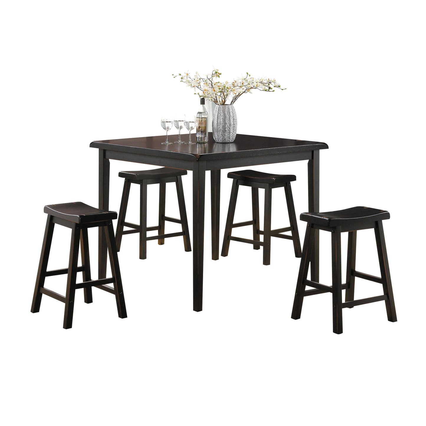 Gaucho Black Counter Height Set (5Pc Pk) - ATL FURNITURE