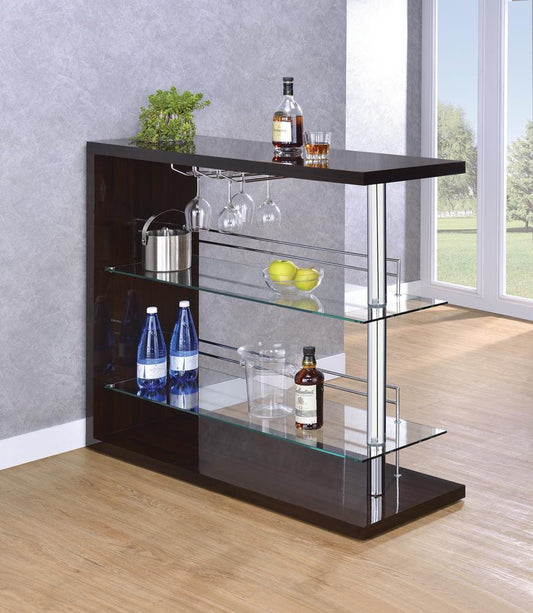 G100166 Two-Shelf Contemporary Cappuccino Bar Unit - ATL FURNITURE