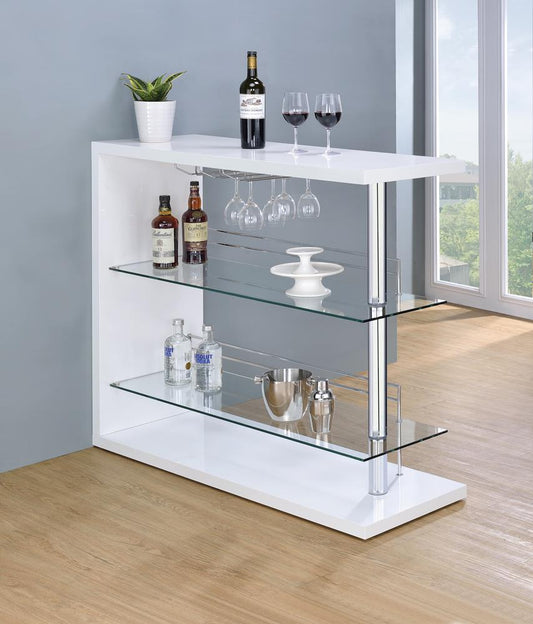 G100167 Two-Shelf Contemporary Bar Unit with Wine Holder - ATL FURNITURE