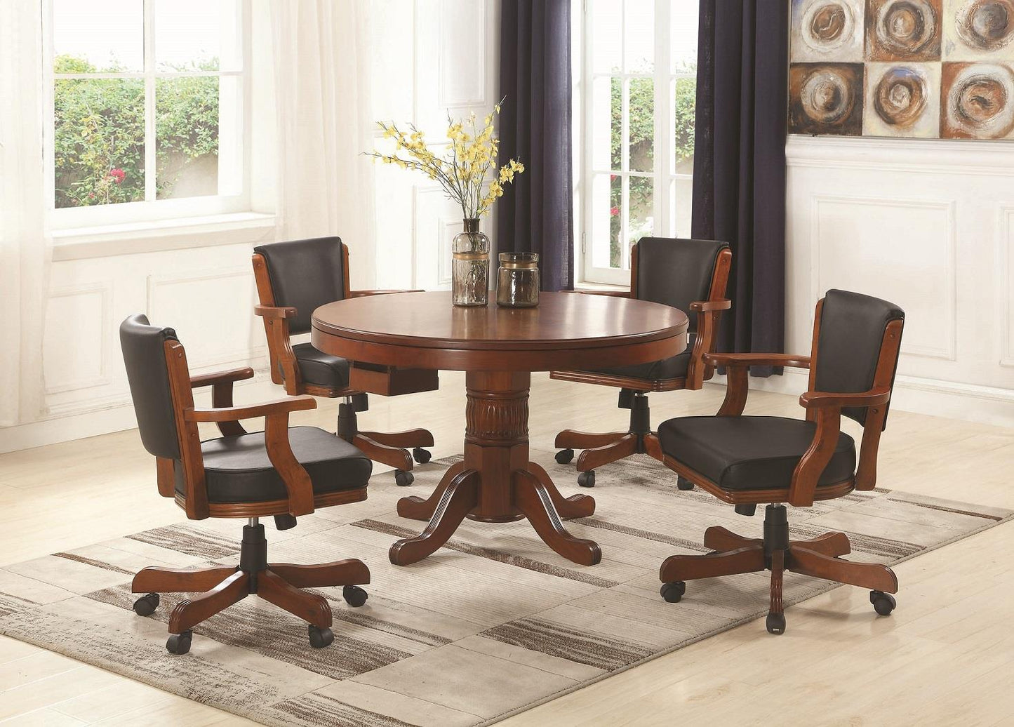 Mitchell Three-In-One Game Table and Four Arm Chairs - ATL FURNITURE