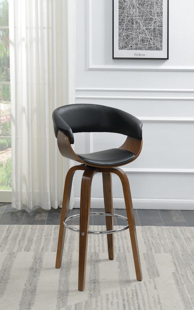 G100205 Contemporary Walnut and Black Bar Stool - ATL FURNITURE