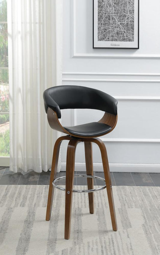 G100205 Contemporary Walnut and Black Bar Stool - ATL FURNITURE