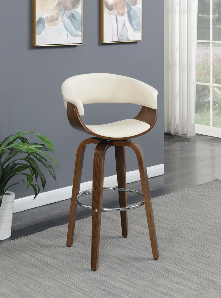 G100206 Contemporary Walnut and Cream Bar Stool - ATL FURNITURE