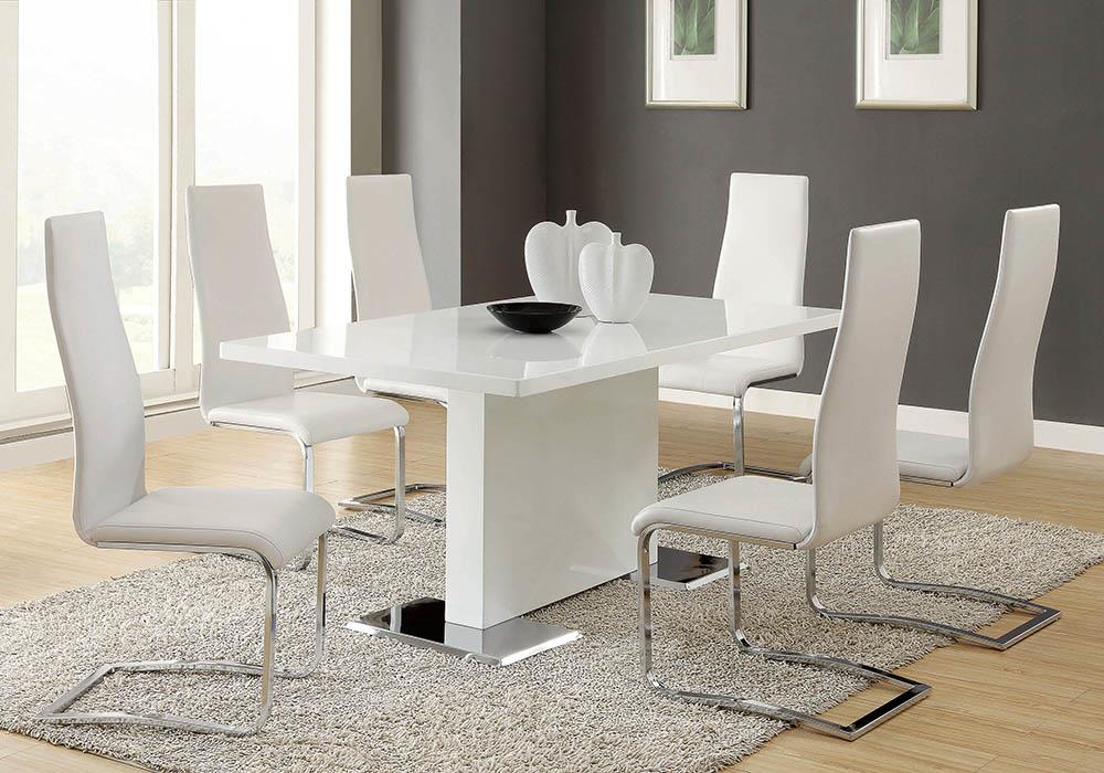 G102310 Contemporary White and Chrome Dining Chair - ATL FURNITURE