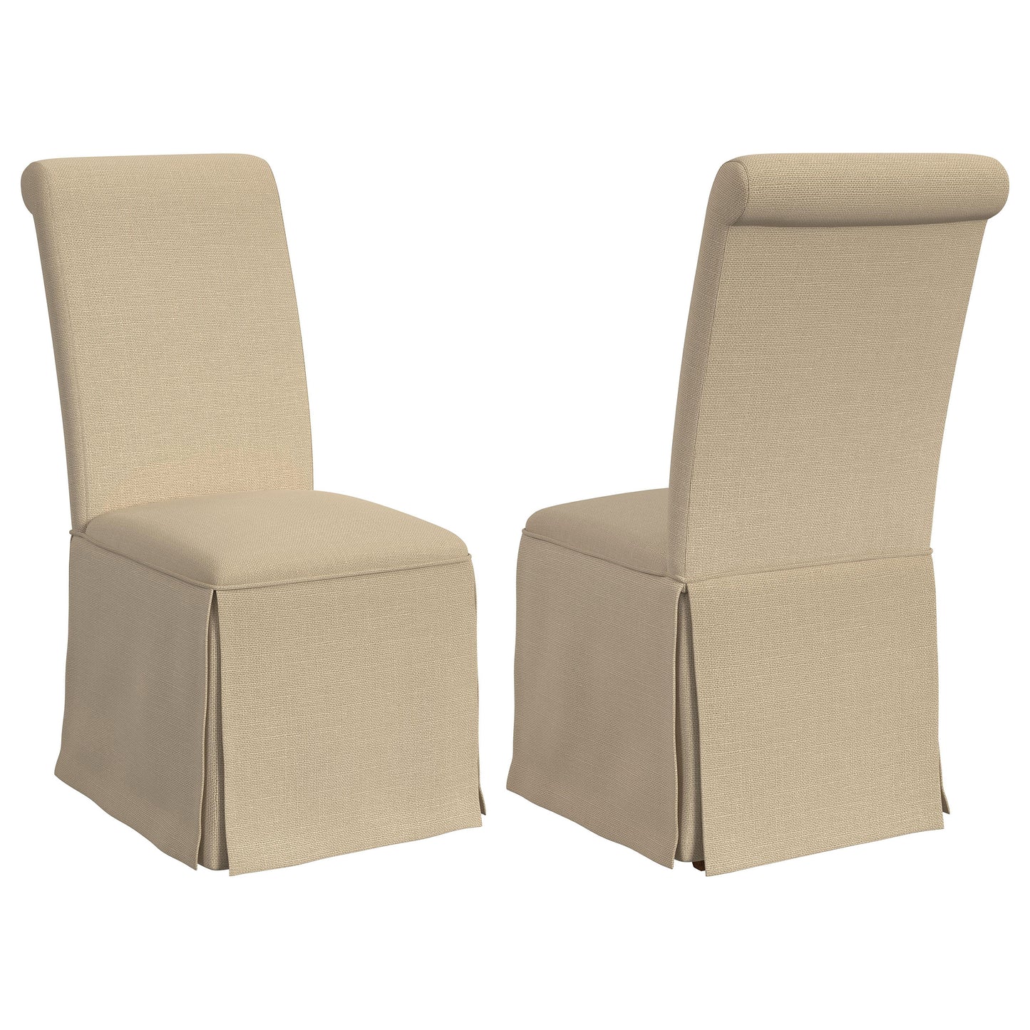 Shawna Upholstered Skirted Dining Chair Khaki (Set of 2)