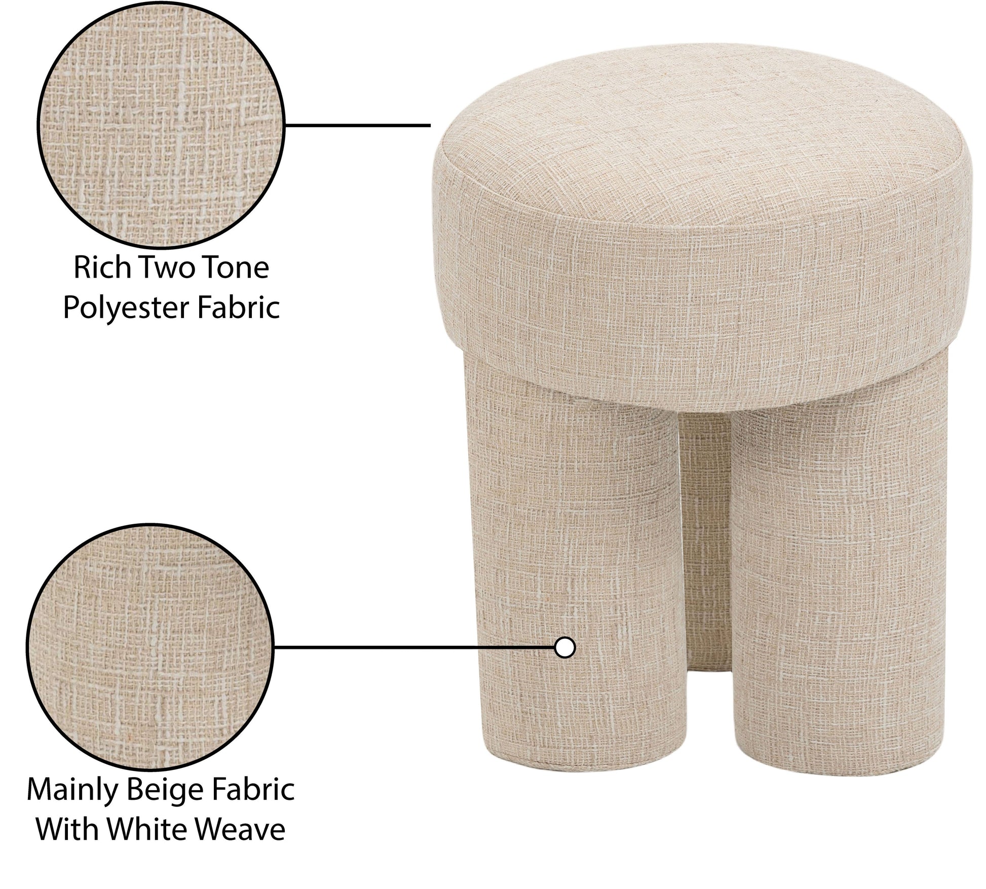Larson Polyester Fabric Ottoman/Stool - ATL FURNITURE