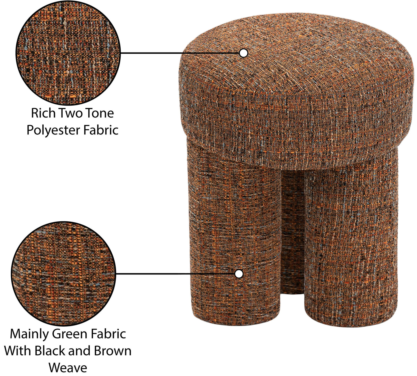 Larson Polyester Fabric Ottoman/Stool - ATL FURNITURE