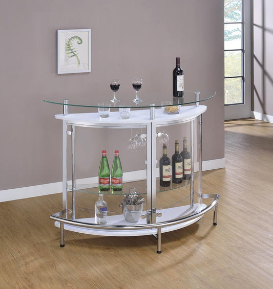 Glass and Chrome Bar Unit - ATL FURNITURE