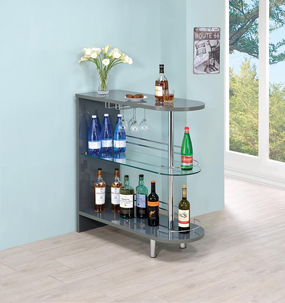 Glossy Grey Bar Unit - ATL FURNITURE