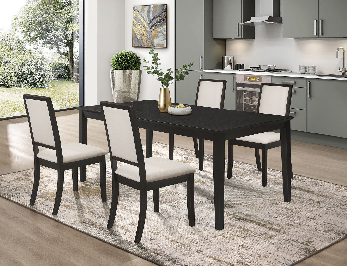 Louise Rectangular 78-inch Extension Leaf Dining Table Black