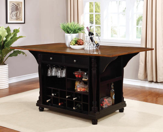 Slater Country Cherry and Black Kitchen Island - ATL FURNITURE