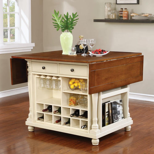 Slater Country Cherry and White Kitchen Island - ATL FURNITURE