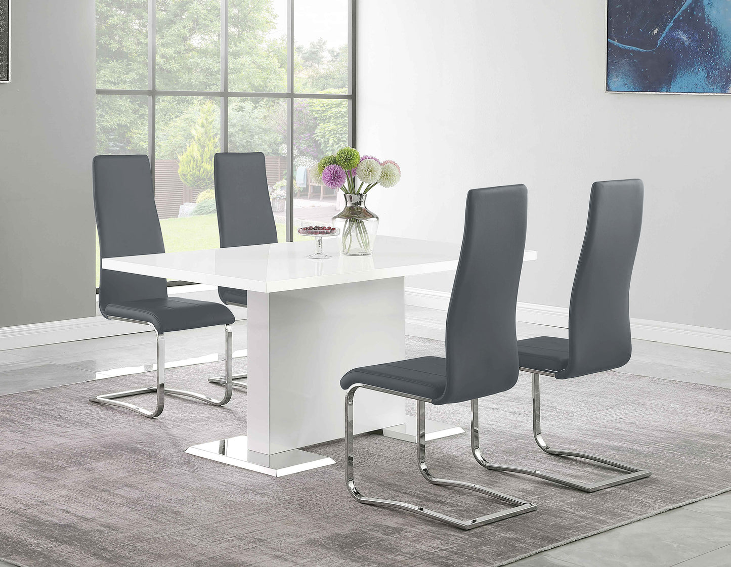 Anges Rectangular 63-inch Dining Table White High Gloss