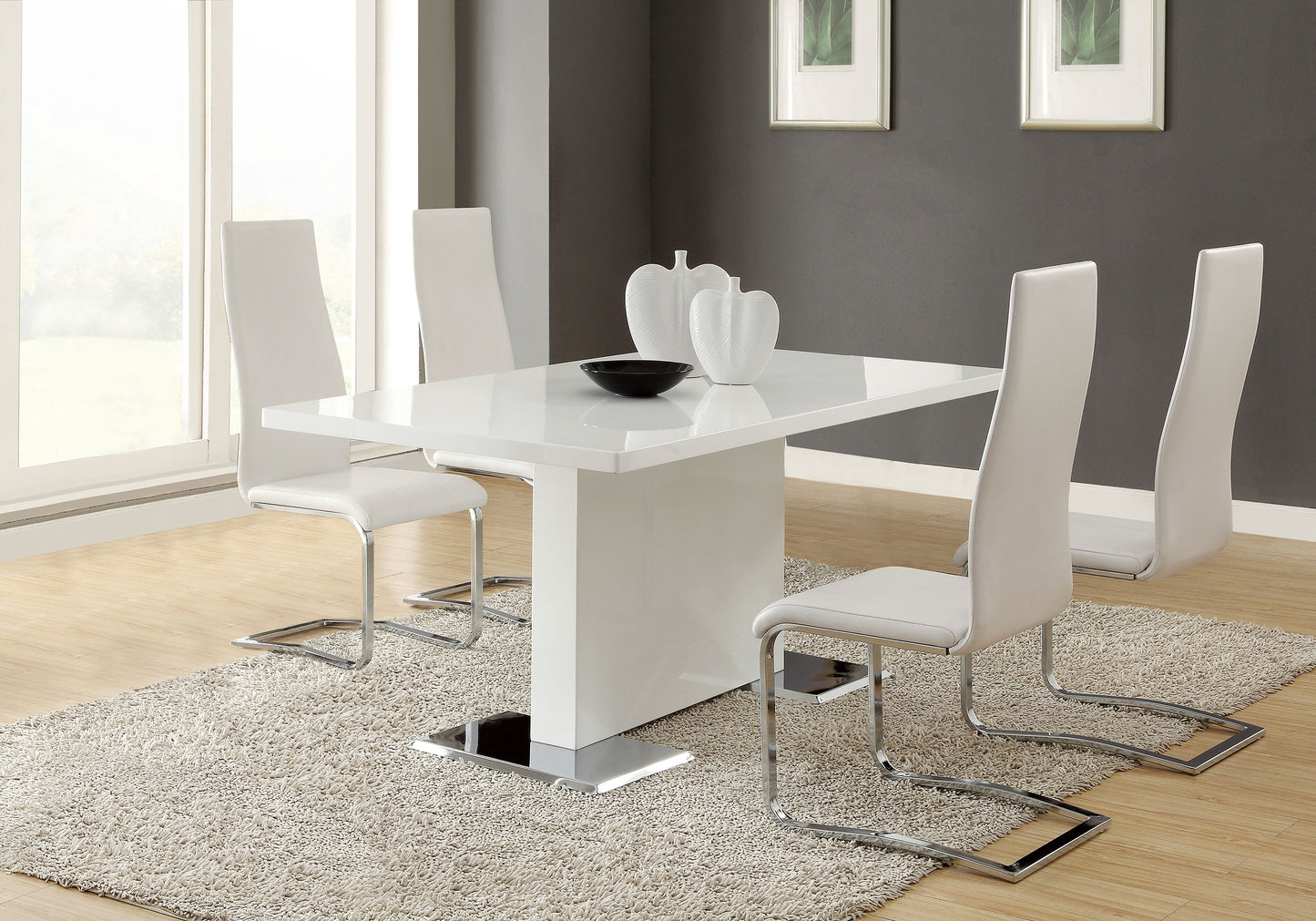 Anges Rectangular 63-inch Dining Table White High Gloss