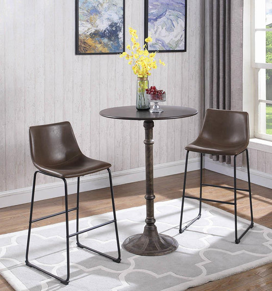 Industrial Brown Faux Leather Bar Stool - ATL FURNITURE