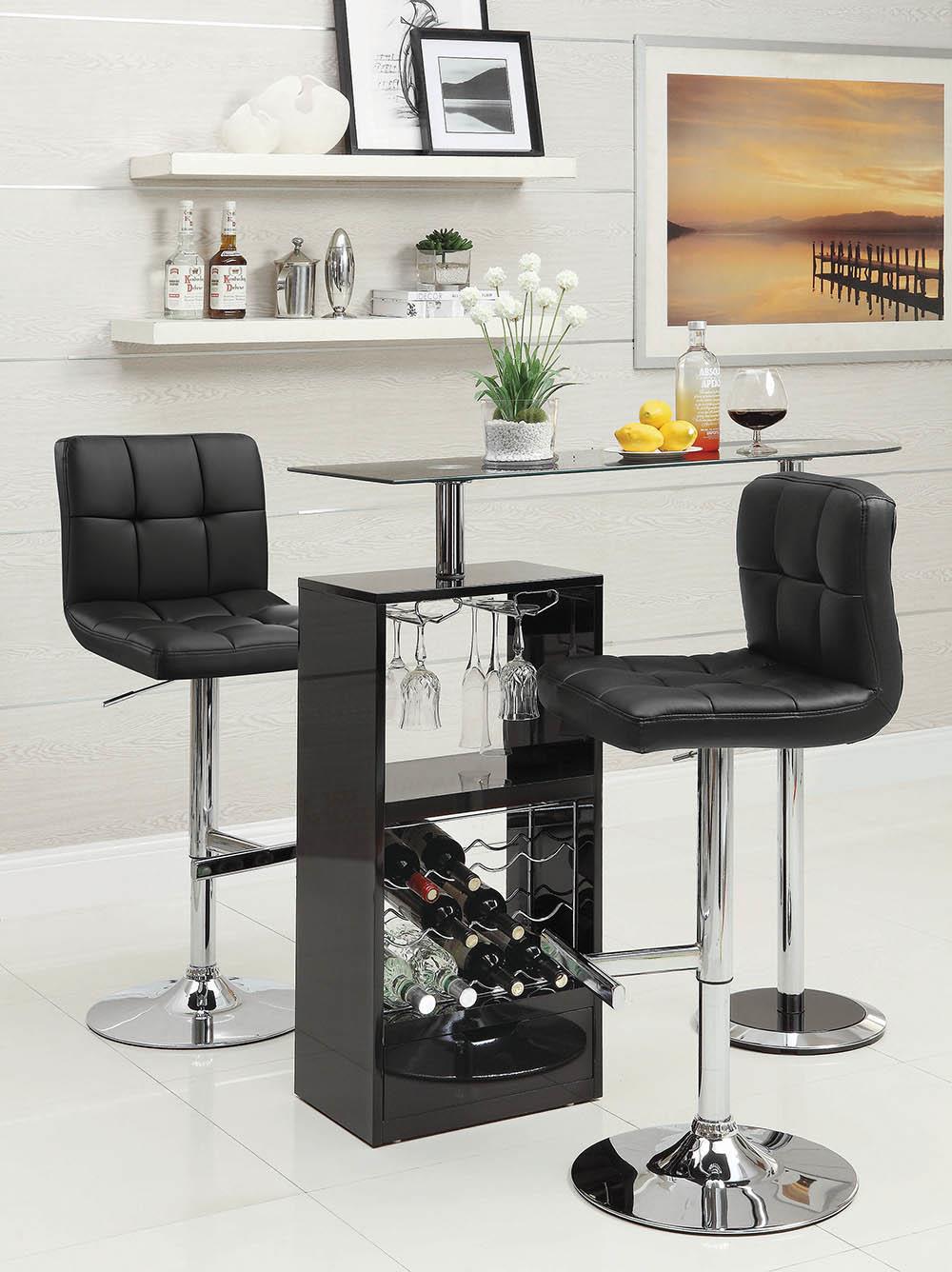 G102554 Contemporary Black and Chrome Adjustable Bar Stool - ATL FURNITURE