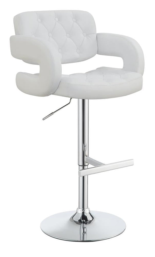 G102557 Contemporary White and Chrome Bar Stool - ATL FURNITURE