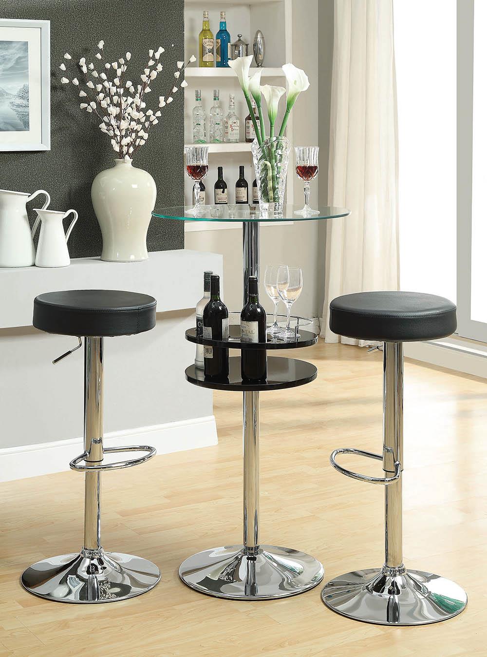 G102558 Black Faux Leather Adjustable Bar Stool - ATL FURNITURE