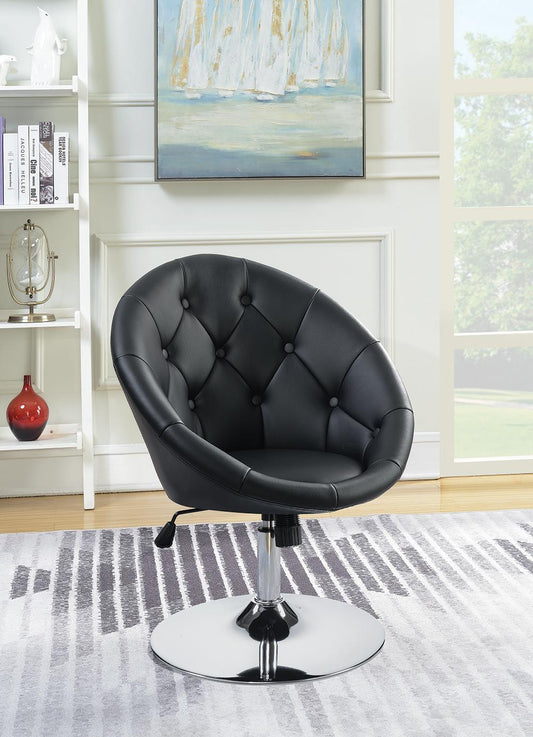 G102580 Contemporary Black Faux Leather Swivel Accent Chair - ATL FURNITURE