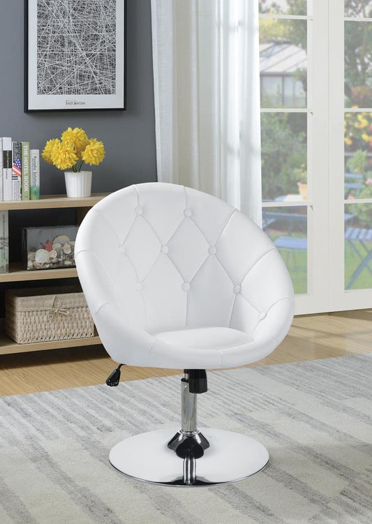 G102583 Contemporary White Faux Leather Swivel Accent Chair - ATL FURNITURE