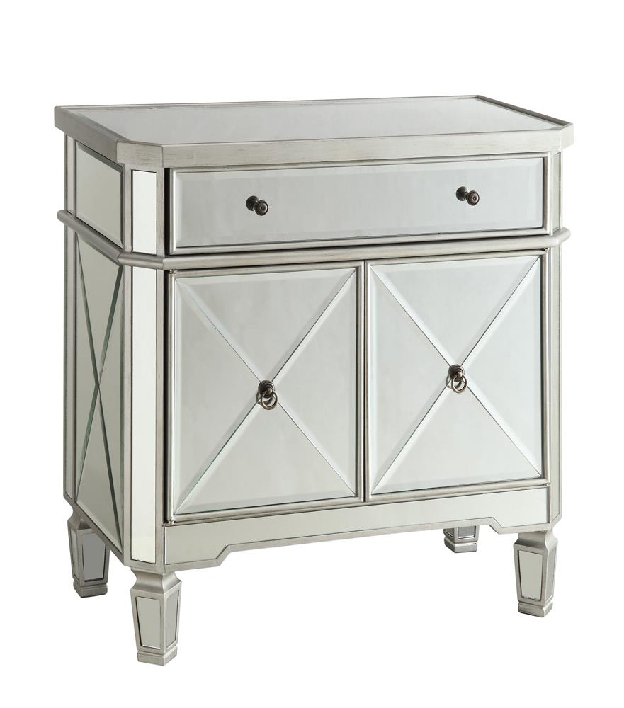 G102596 Transitional Mirror and Silver Wine Cabinet - ATL FURNITURE