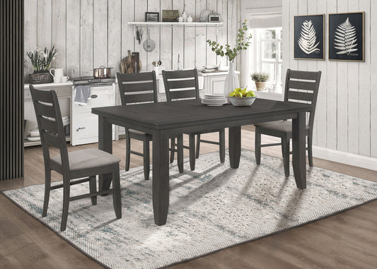 Dalila Rectangular Plank Top Dining Table Dark Grey