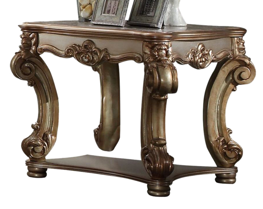 Acme Vendome End Table in Gold Patina 83121 - ATL FURNITURE