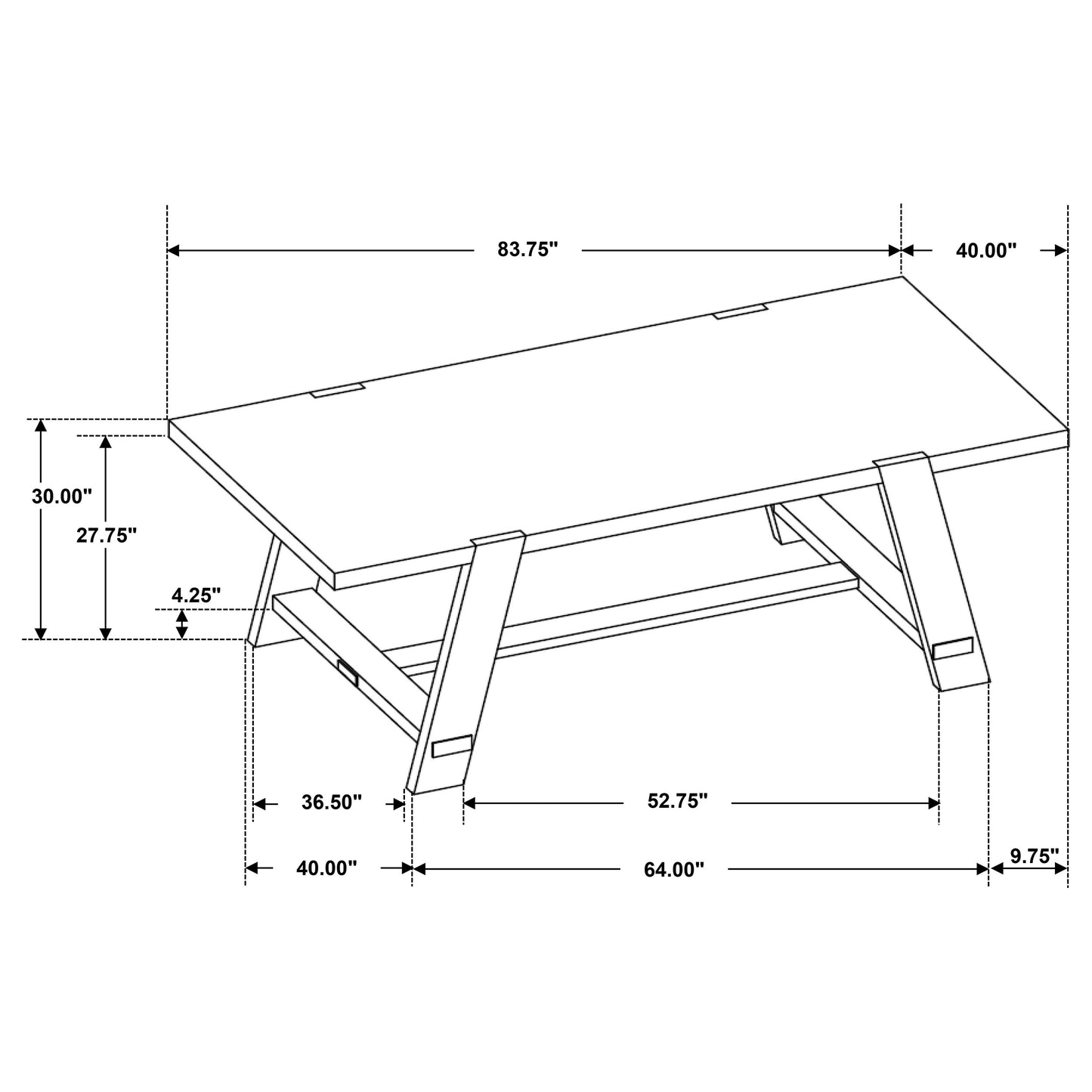 Sharon Rectangular Trestle Base Dining Table Blue and Brown