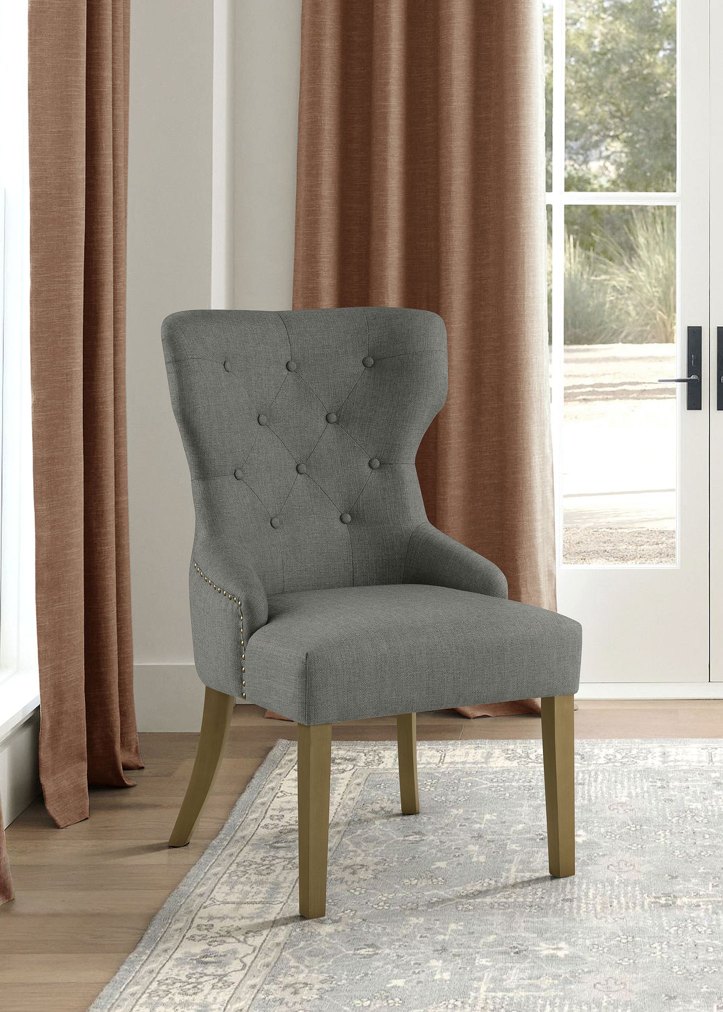 Baney Tufted Upholstered Dining Chair Grey and Rustic Grey