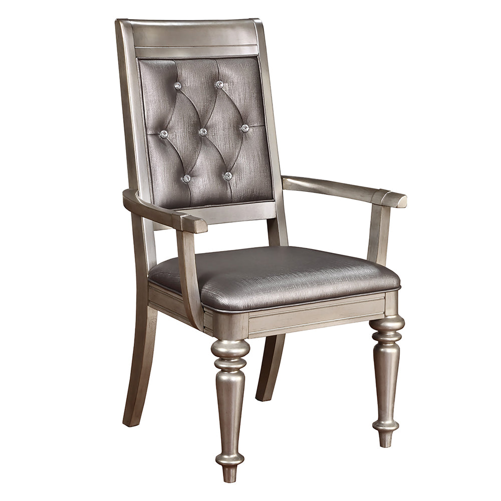 Bling Game Dining Arm Chair Metallic Platinum (Set of 2)