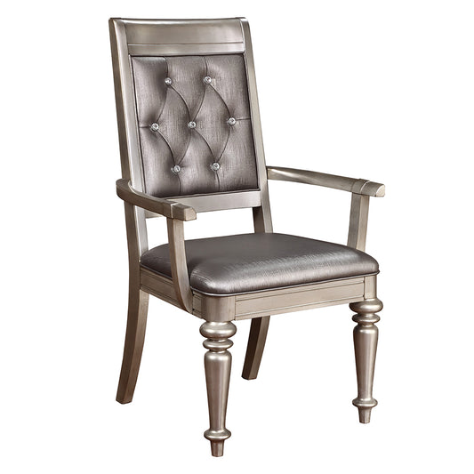 Bling Game Dining Arm Chair Metallic Platinum (Set of 2)