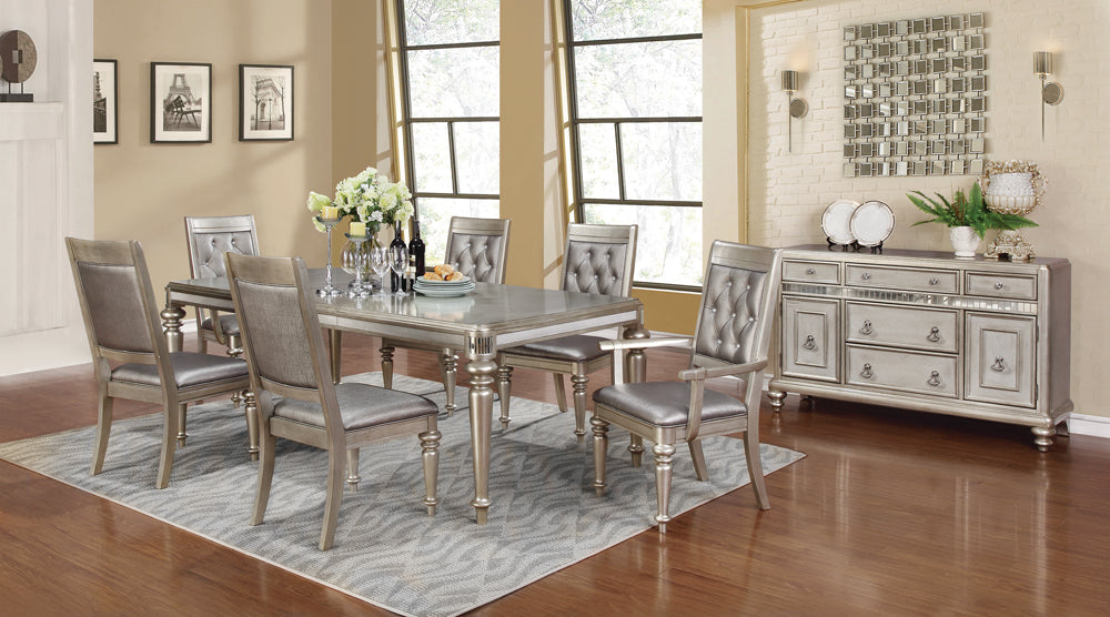Bling Game Dining Arm Chair Metallic Platinum (Set of 2)