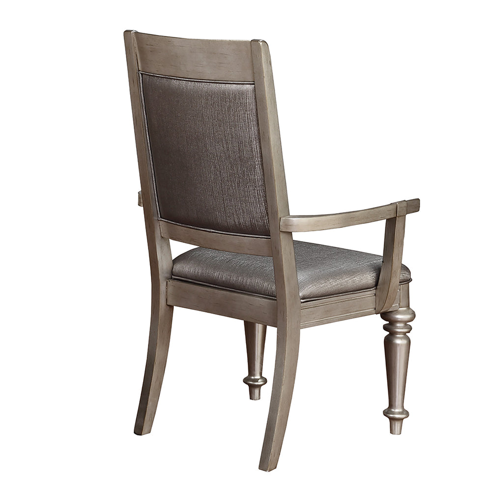 Bling Game Dining Arm Chair Metallic Platinum (Set of 2)