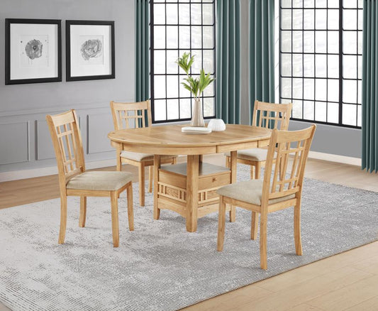 Lavon 5-Piece Oval Extension Leaf Dining Set Light Oak