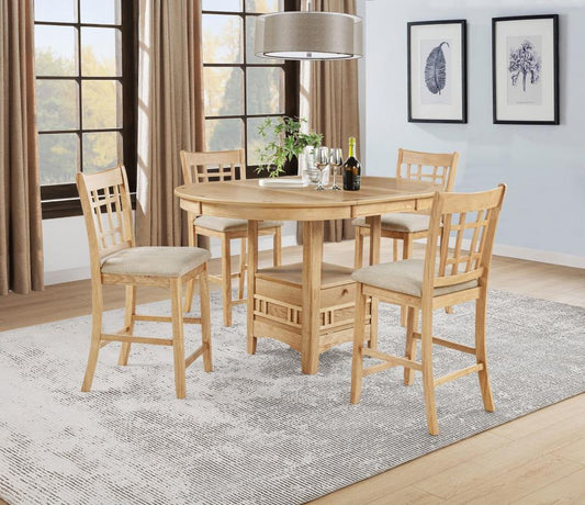 Lavon 5-Piece Oval Counter Height Dining Set Light Oak