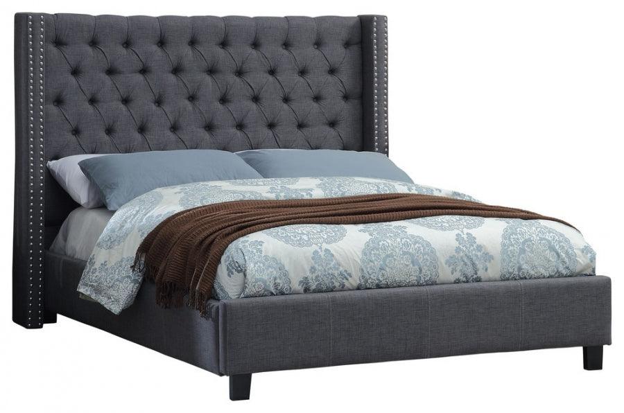 Ashton Linen King Bed In Grey - ATL FURNITURE