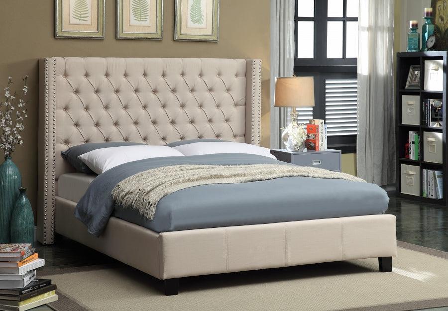 Ashton Linen King Bed In Beige - ATL FURNITURE