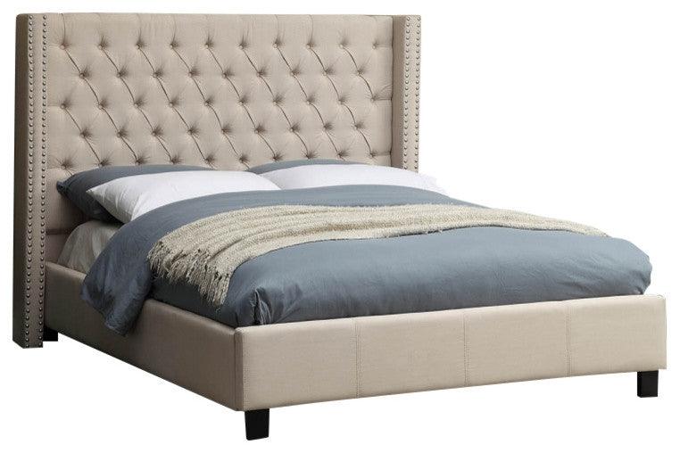 Ashton Linen Queen Bed In Beige - ATL FURNITURE